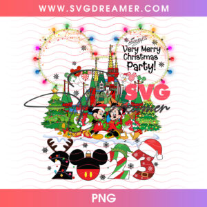 Mickey's Very Merry Christmas Party 2023 Castle Friends PNG, Disney Christmas Holiday Family PNG Shirt Design