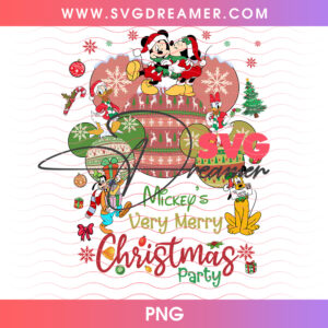 Mickey's Very Merry Christmas Party Mickey Minnie Kiss PNG, Disney Holiday Ornaments Friends PNG Shirt Design