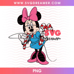 Minnie Mouse Candy Canes Winter Holiday Christmas PNG