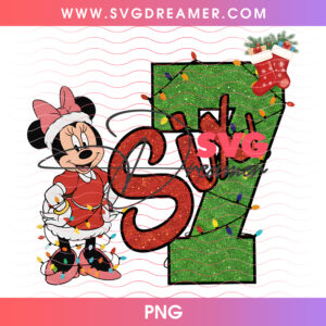 Minnie Mouse Christmas Six Seven Glitter Holiday PNG