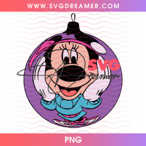 Minnie Mouse Inside Purple Christmas Bauble Ornament PNG