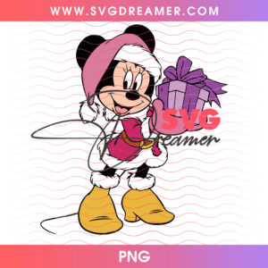 Minnie Mouse Pink Santa Outfit Christmas Present PNG
