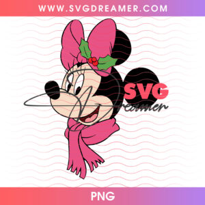 Minnie Mouse Winter Scarf Holly Berries Bow Holiday PNG