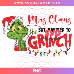 Mrs Claus But Married To The Grinch Peeking Png PNG