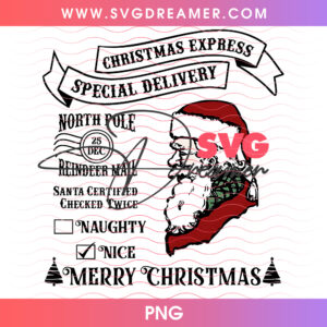 North Pole Express Santa Face Special Delivery Png PNG