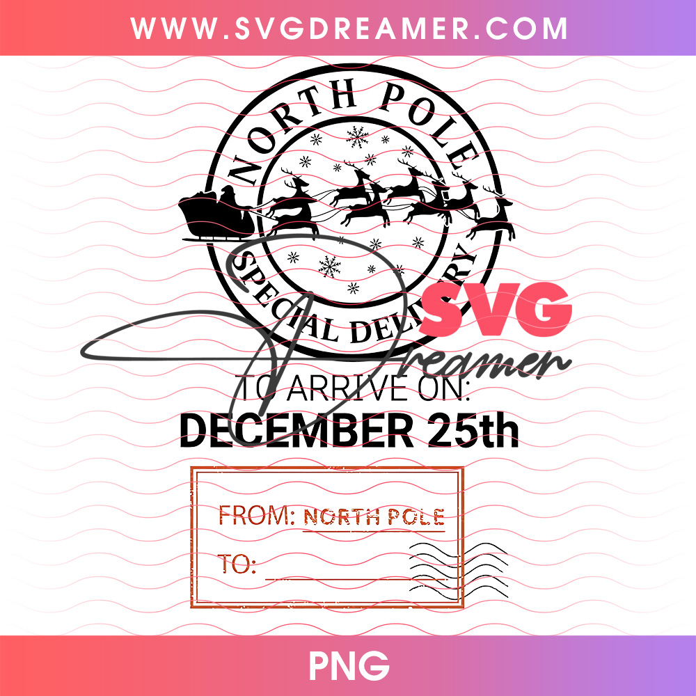 North Pole Special Delivery Black Stamp Santa Sack Png PNG 2 North Pole Special Delivery Black Stamp Santa Sack Png PNG