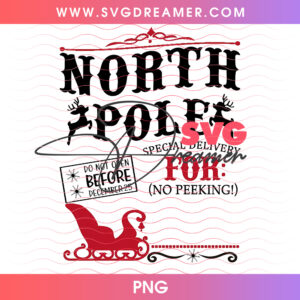 North Pole Special Delivery No Peeking Santa Sack Png PNG