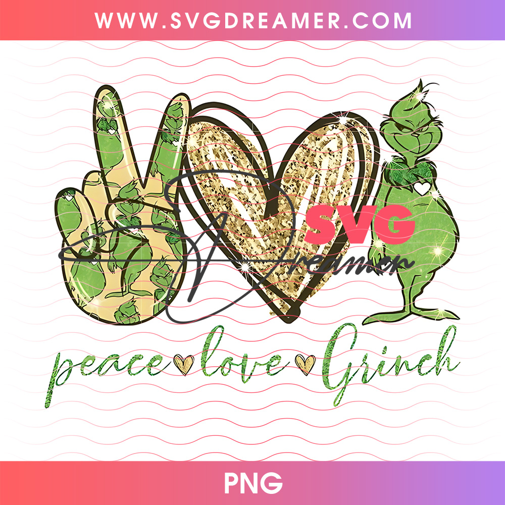 Peace Love Grinch Glitter Christmas Tumbler Wrap 20oz PNG 2 Peace Love Grinch Glitter Christmas Tumbler Wrap 20oz PNG