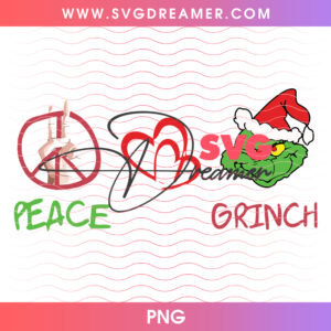 Peace Love Grinch Hand Sign Christmas Png PNG
