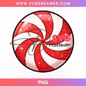 Peppermint Candy Round Swirl Red White Holiday Sweet PNG, Christmas Confection Treat Graphic PNG Shirt Design