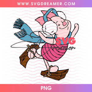 Piglet Ice Skating Winter Earmuffs Christmas PNG, Cute Little Piglet Holiday PNG Shirt Design