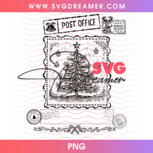 Post Office Christmas Tree Engraving Stamp Png PNG
