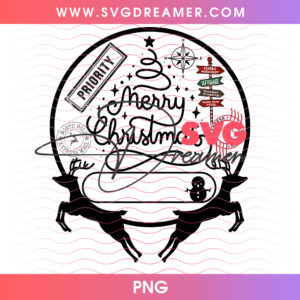 Priority Merry Christmas Snowman Circular Stamp Png PNG