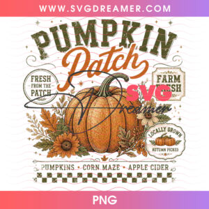 Pumpkin Patch Fresh From The Patch Farm Fresh Sunflower PNG, Retro Country Autumn Harvest Corn Maze Typography PNG Shirt Design
