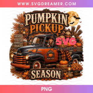 Pumpkin Pickup Season Vintage Farm Truck Scarecrow Ghosts PNG, Rustic Harvest Hayride Autumn Farmhouse Market PNG Shirt Design