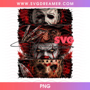 Red Glowing Eyes Horror Slasher Panels Michael Freddy Pennywise Jason PNG, Dark Cinema Villains Close Up Cinematic Art PNG Shirt Design