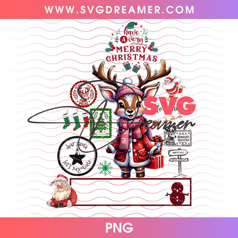 Reindeer In Knitted Sweater Beanie Hat Tag Png PNG 2 Reindeer In Knitted Sweater Beanie Hat Tag Png PNG