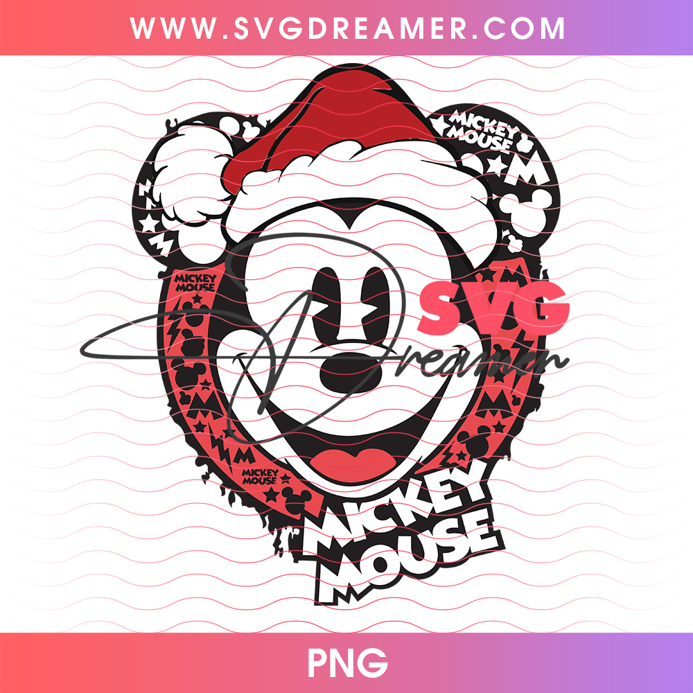 Retro Mickey Mouse Santa Hat Doodle Heart Christmas PNG 2 Retro Mickey Mouse Santa Hat Doodle Heart Christmas PNG