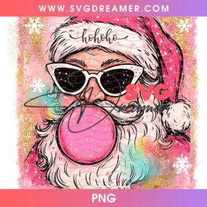 Retro Pink Santa Blowing Bubblegum White Shades Png PNG