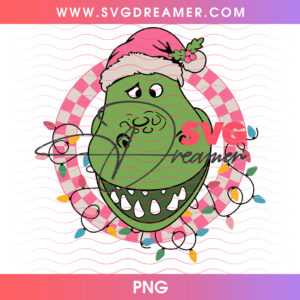 Rex Toy Story Pink Checkered Wreath Christmas PNG, Disney Rex Dinosaur Santa Hat Holiday PNG Shirt Design