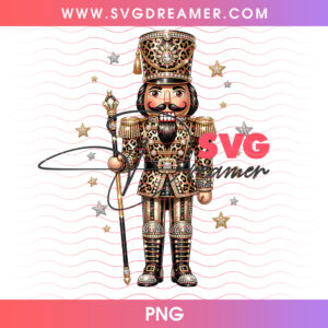 Royal Diamond Leopard Nutcracker King With Scepter PNG Shirt Design