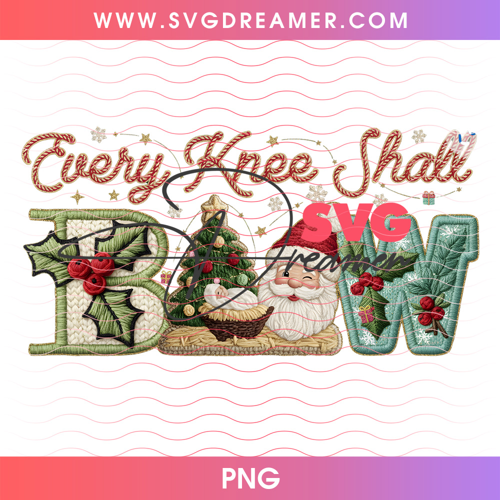 Sage Green Knitted Every Knee Shall Bow Nativity PNG 2 Sage Green Knitted Every Knee Shall Bow Nativity PNG