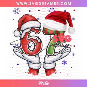 Santa Claus Hands Holding Christmas Numbers 6 And 7 PNG