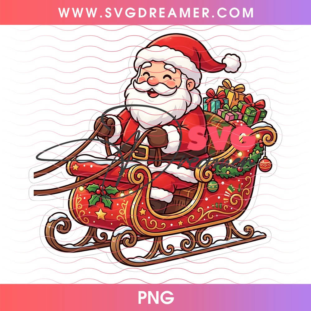Santa Claus Riding Ornate Golden Sleigh Gift Delivery PNG, Saint Nick Christmas Sled Winter PNG Shirt Design 2 Santa Claus Riding Ornate Golden Sleigh Gift Delivery PNG, Saint Nick Christmas Sled Winter PNG Shirt Design