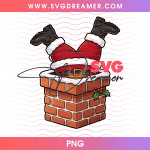Santa Claus Stuck Upside Down In Brick Chimney Boots PNG, Funny Humorous Christmas Eve Mishap PNG Shirt Design