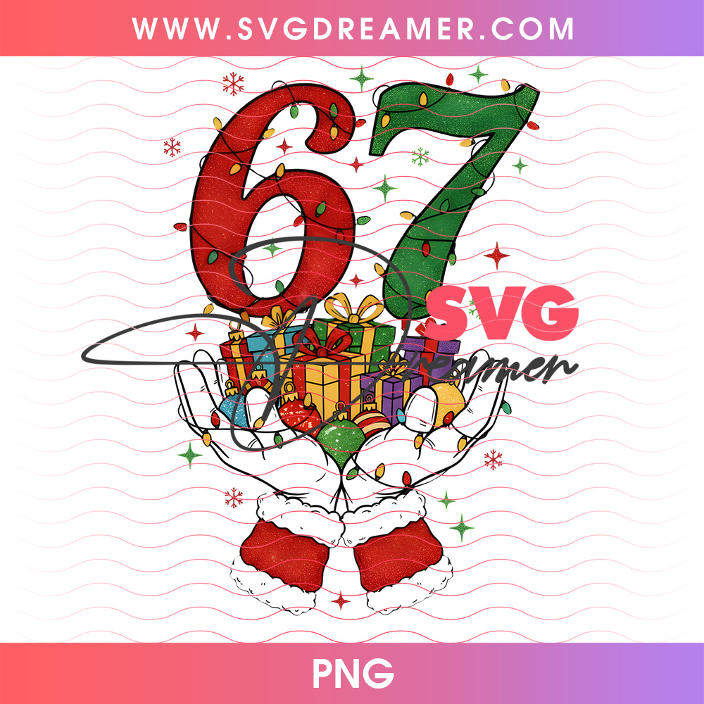 Santa Hands Holding Christmas Presents And Number 67 PNG 2 Santa Hands Holding Christmas Presents And Number 67 PNG