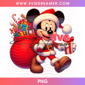 Santa Mickey Mouse Giant Toy Sack PNG, Classic Disney Christmas Delivery Gifts PNG Shirt Design