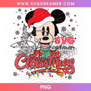 Santa Mickey Mouse Snowy Window Christmas Holiday Gift PNG