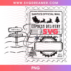 Santas Official Mail Express Delivery Dec 25 Png PNG