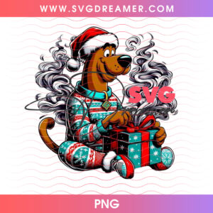 Scooby Doo Christmas Pajamas Opening Holiday Gift Box PNG, Cozy Mystery Canine Christmas PNG Shirt Design