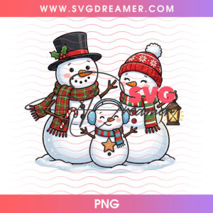 Snowman Family Lantern Top Hat Cozy Holiday Winter PNG, Festive Christmas Family Gathering PNG Shirt Design