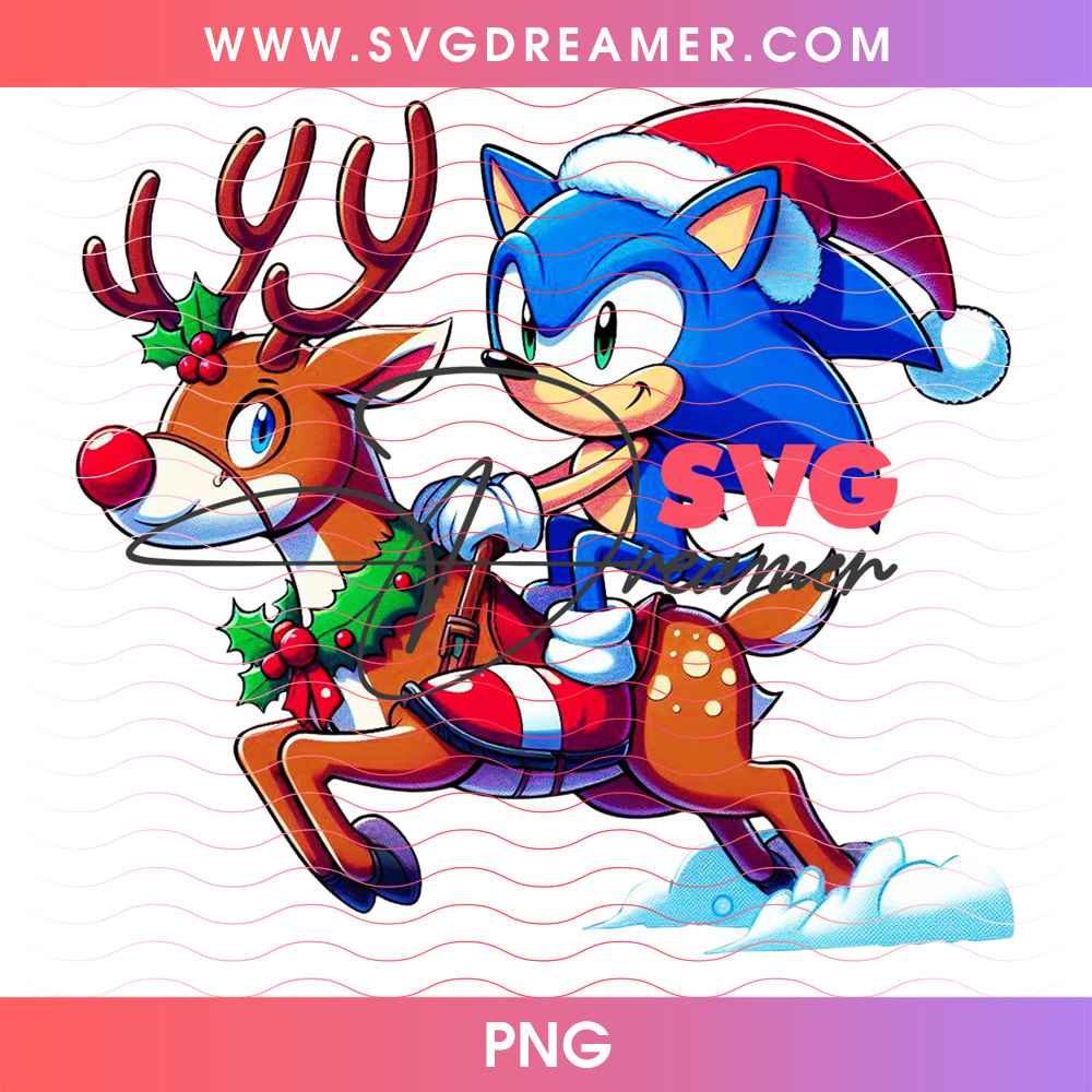 Sonic The Hedgehog Riding Christmas Reindeer Santa Hat PNG, Fast Video Game Holiday Sleigh Dash PNG Shirt Design 2 Sonic The Hedgehog Riding Christmas Reindeer Santa Hat PNG, Fast Video Game Holiday Sleigh Dash PNG Shirt Design