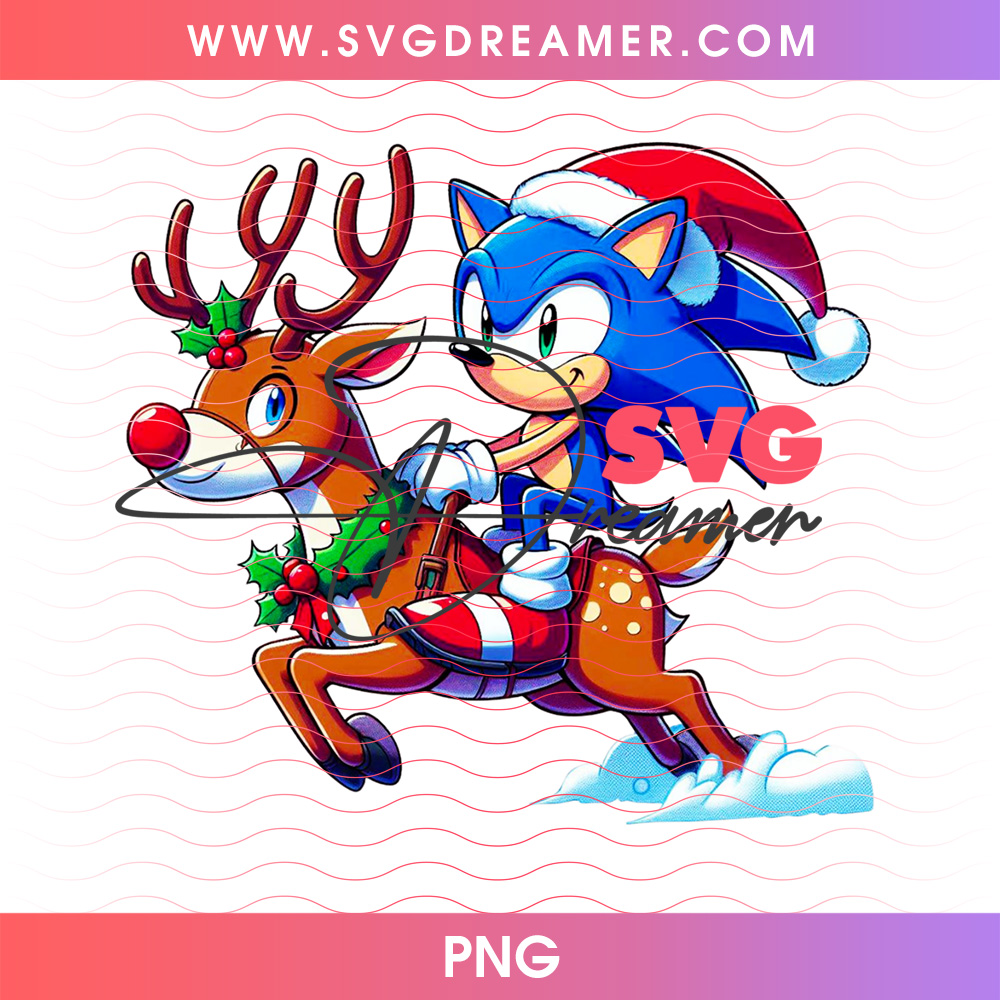 Sonic The Hedgehog Riding Reindeer Christmas Sleigh PNG, Fast Blue Hedgehog Winter Holiday Adventure PNG Shirt Design 2 Sonic The Hedgehog Riding Reindeer Christmas Sleigh PNG, Fast Blue Hedgehog Winter Holiday Adventure PNG Shirt Design
