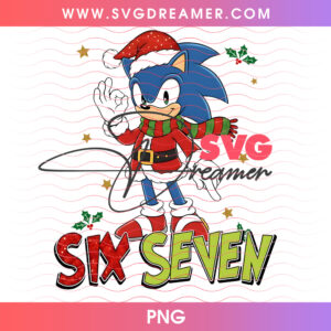 Sonic The Hedgehog Santa Hat Christmas Six Seven PNG
