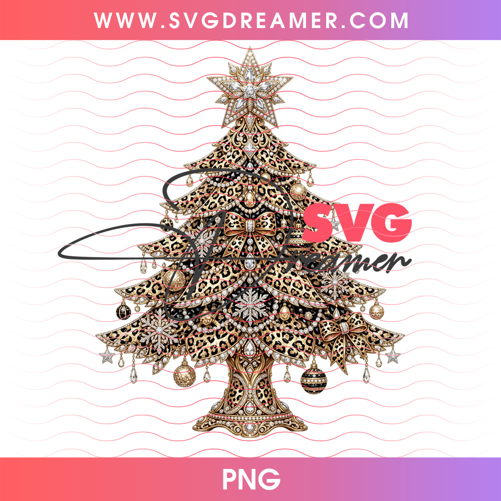 Sparkling Diamond Leopard Christmas Tree Jewelry PNG Shirt Design 2 Sparkling Diamond Leopard Christmas Tree Jewelry PNG Shirt Design