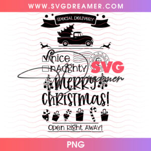 Special Delivery Vintage Truck Christmas Tree Png PNG