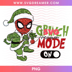 Spiderman Grinch Mode On Christmas Elf Suit PNG, Marvel Holiday Mischief Green Costume PNG Shirt Design