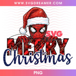 Spiderman Merry Christmas Plaid Peeking Hero PNG, Buffalo Plaid Marvel Festive Mask PNG Shirt Design