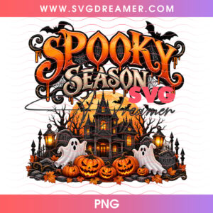 Spooky Season Haunted Manor Carved Pumpkins Full Moon PNG, Classic Gothic Halloween Night Architecture PNG Shirt Design