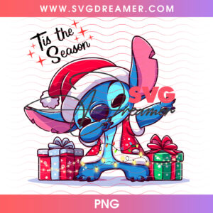 Tis The Season Dabbing Christmas Stitch In Santa Suit PNG Shirt Design