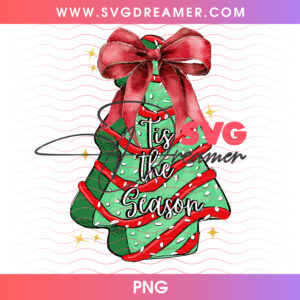 Tis The Season Ribbon Christmas Tree Red Velvet Bow PNG, Vintage Retro Holiday Evergreen PNG Shirt Design