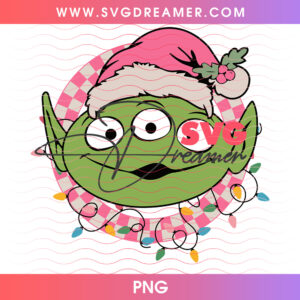 Toy Story Alien Pink Checkered Wreath Christmas PNG, Little Green Men Santa Hat Holiday PNG Shirt Design
