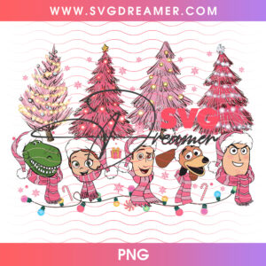 Toy Story Pink Christmas Squad Holiday PNG, Disney Toy Story Woody Buzz Christmas PNG Shirt Design