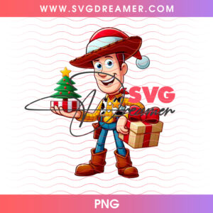 Toy Story Woody Cowboy Santa Hat Christmas Tree Gift PNG, Sheriff Woody Holiday Celebration PNG Shirt Design
