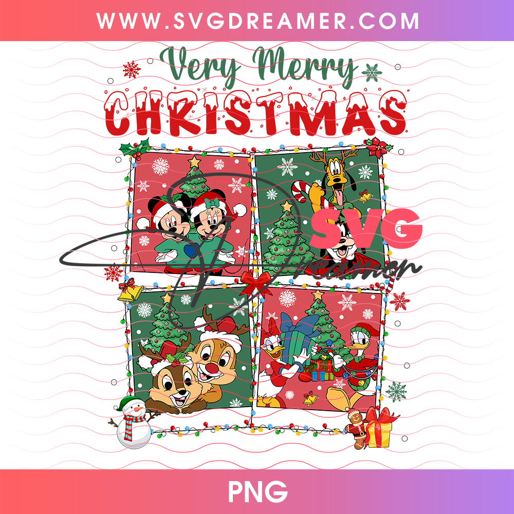 Very Merry Christmas Disney Friends 4 Frame Photo Collage PNG, Mickey Minnie Donald Goofy Holiday PNG Shirt Design 2 Very Merry Christmas Disney Friends 4 Frame Photo Collage PNG, Mickey Minnie Donald Goofy Holiday PNG Shirt Design
