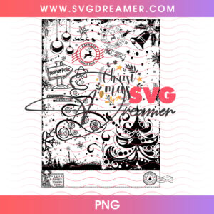 Vintage Christmas Postage Engraving Collage Png PNG